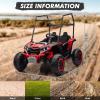 24V Kids Ride On UTV, 2 Seater 4WD Electric Truck with Sun Shade, Remote Control, Led Lights, 4 Shock Absorbers,3 Speeds,Horn, and Music Player for Gift,Red view 2