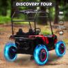 24V Kids Ride On UTV, 2 Seater 4WD Electric Truck with Sun Shade, Remote Control, Led Lights, 4 Shock Absorbers,3 Speeds,Horn, and Music Player for Gift,Red view 4