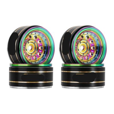 39g Black Coating Brass 1.0 Inch Beadlock Wheel Rims Compatible with 1/24 1/18 Scale RC Crawler Cars Fits SCX24 AX24 Models Part Number W1008(4PCS W1008RW)