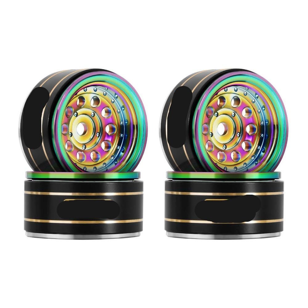 39g Black Coating Brass 1.0 Inch Beadlock Wheel Rims Compatible with 1/24 1/18 Scale RC Crawler Cars Fits SCX24 AX24 Models Part Number W1008(4PCS W1008RW)