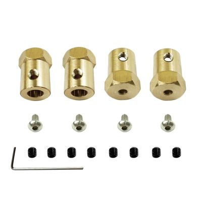 4PCS 5mm To 12mm Brass Hub Hex Adapter For WPL C14 C24 C34 C44 B14 B24 B16 B36 D12/MN D90 D91 96 99s RC Car Upgrade Accessories