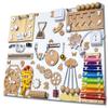 Busy board for 1 2 3 year old, montessori toy, wooden sensory activity board, fidget busyboard, toddler wall toy, birthday gift, baby shower present, educational toy, personalized activity board view 1