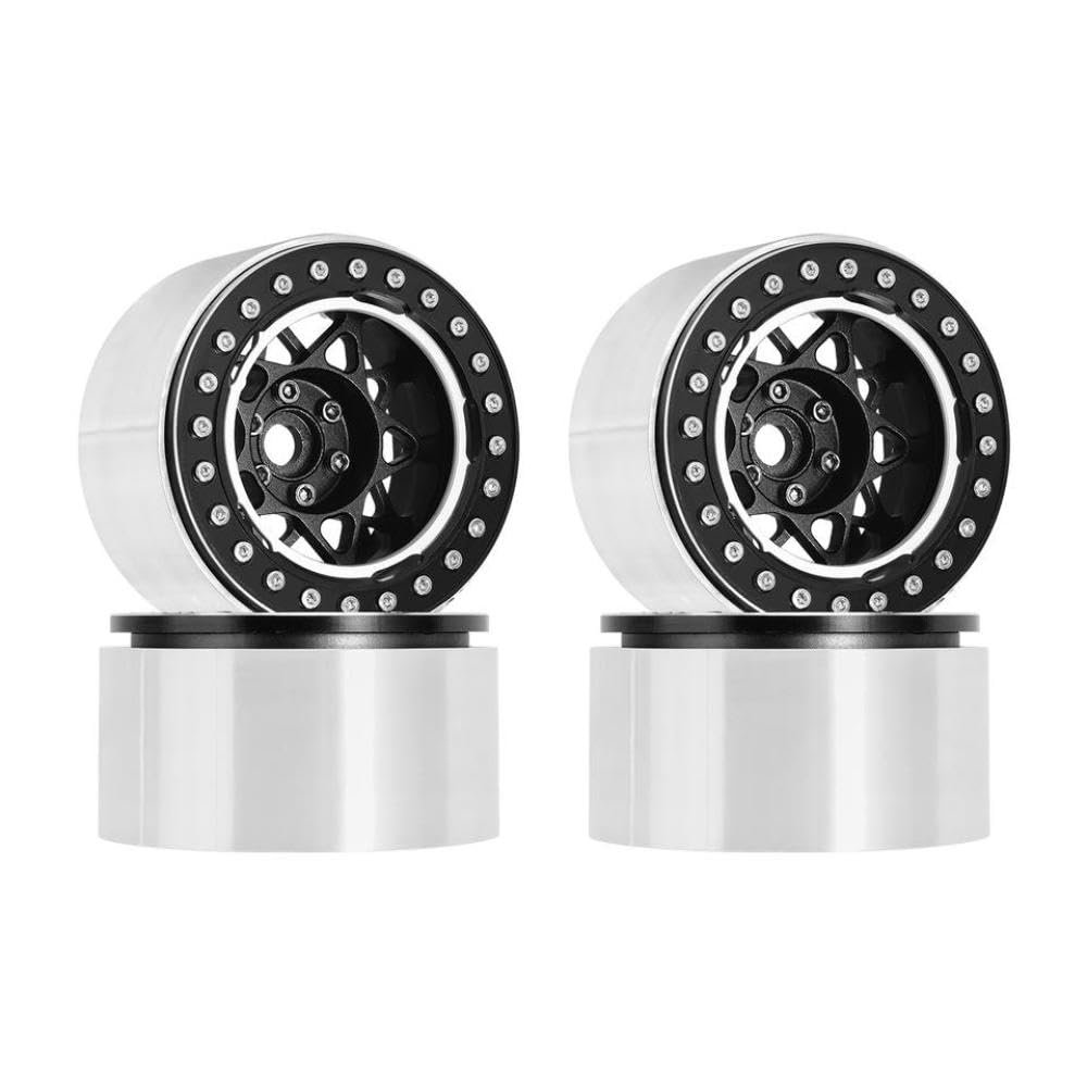 10mm Deep Dish Negative Offset 2.2" Beadlock Wheel Rim Compatible with 1 10 Scale RC Crawler Models Like RR10 Wraith TRX6 W2208(2208BK)
