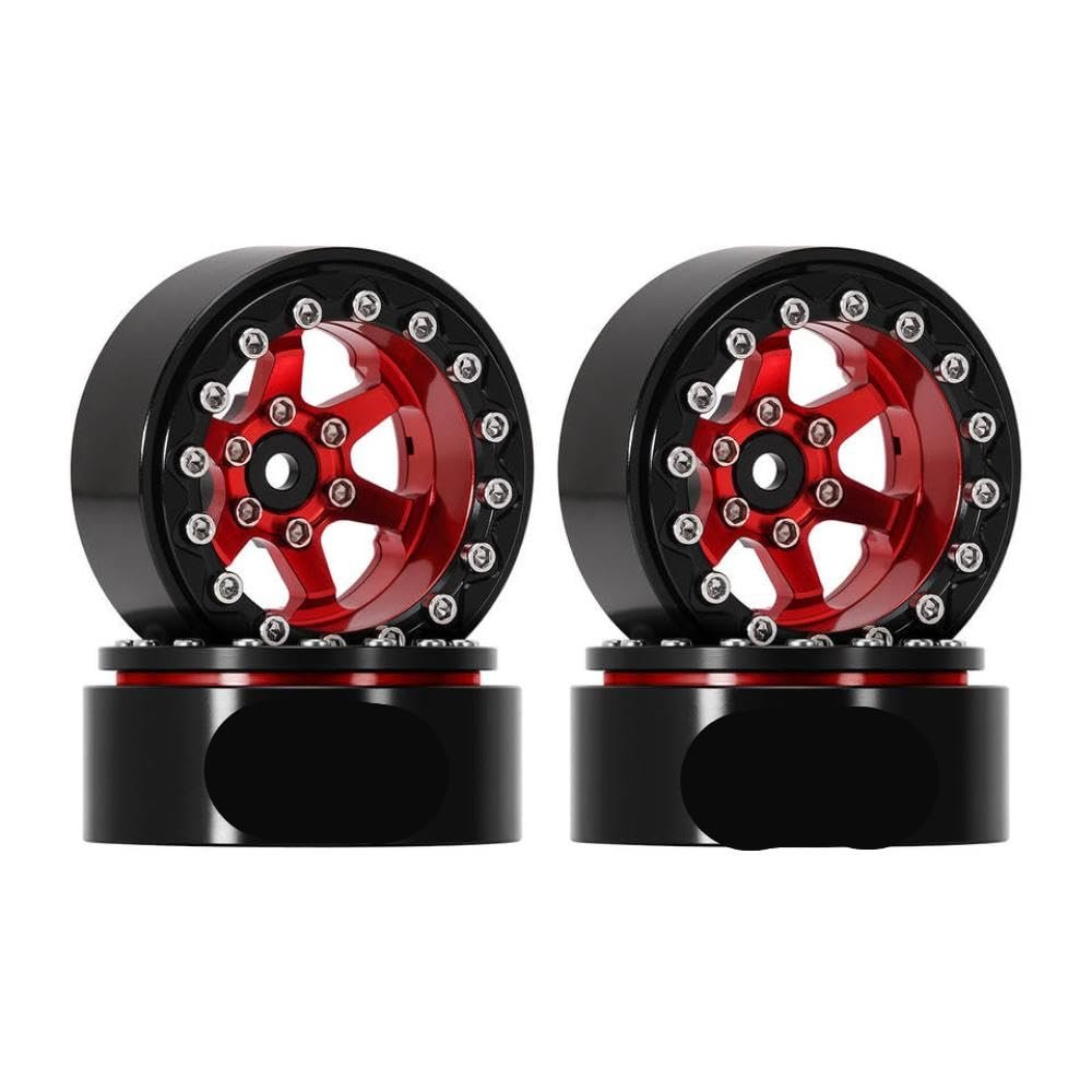 1.3" Aluminum Beadlock Wheels with 5.25mm Offset W1313 Compatible with 1/24 1/18 Scale RC Crawler Cars Compatible with Various Off Road Remote Control Vehicles(W1313RD)