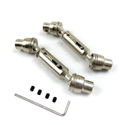 2pcs Ural Truck RC Car Spare Parts Metal Front Rear Drive Shaft For Henglong WPL Ural B36 B16 C14 C24 B24 MN D90 MN99S(Silver)