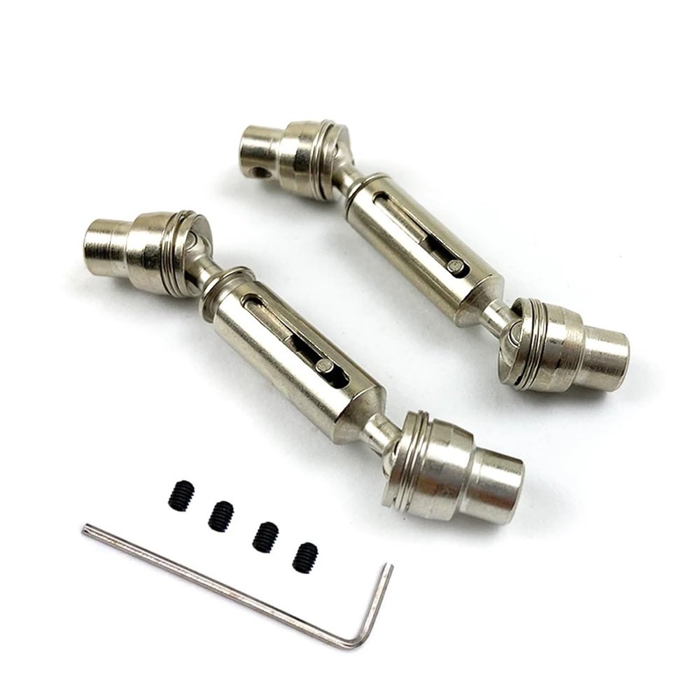 2pcs Ural Truck RC Car Spare Parts Metal Front Rear Drive Shaft For Henglong WPL Ural B36 B16 C14 C24 B24 MN D90 MN99S(Silver)