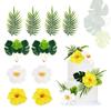 10PCS Artificial Hibiscus Flower Cake Toppers Hawaii White Yellow Hibiscus Cake Decors for Baby Shower Hawaii Theme Birthday Bridal Engagement Wedding Floral Cake Picks Summer Holiday Party Decoration view 2
