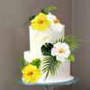 10PCS Artificial Hibiscus Flower Cake Toppers Hawaii White Yellow Hibiscus Cake Decors for Baby Shower Hawaii Theme Birthday Bridal Engagement Wedding Floral Cake Picks Summer Holiday Party Decoration view 3