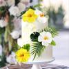 10PCS Artificial Hibiscus Flower Cake Toppers Hawaii White Yellow Hibiscus Cake Decors for Baby Shower Hawaii Theme Birthday Bridal Engagement Wedding Floral Cake Picks Summer Holiday Party Decoration view 4