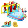 7-in-1 Inflatable Slide Water Park Bounce House Outdoor Football Garden Bouncer with Splash Pool&Water Gun&Climbing Wall&Basketball&Football view 4