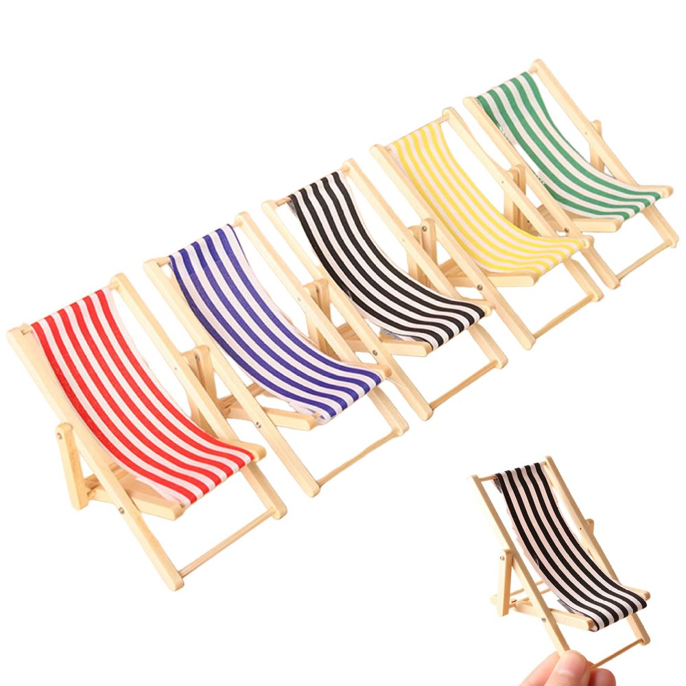 5Pcs Dollhouse Chair, 1:12 Scale Miniature Chair, 5 Colors Dollhouse Furniture for DIY, Landscape, Beach
