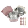 PandaEar 3 Pack Stainless Steel Suction Baby Bowls & 3 Baby Feeding Spoons | Non-Slip Stay Put Bowls & Soft Silicone First Stage Spoons for Toddlers, BPA-Free Baby Led Weaning Set (Pink White) view 1