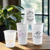 100 Custom Disposable Cups,Personalized Frosted Plastic Reusable Party Cups,Customized Party Modern Wedding Party Bridal Shower Cups (16oz) view 2