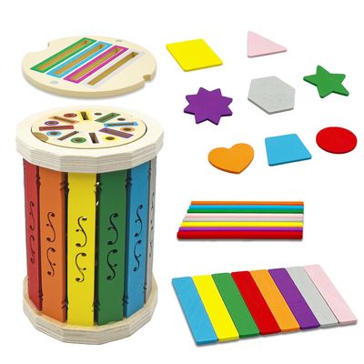 Cylazo Montessori Wooden Stick Color Sorting Toys for 3 Year Old, Dual Play Educational Preschool Learning Fine Motor Skills Sensory Toys for Toddlers 3-5 Girl Boy Birthday Gifts (Rainbow Bucket)