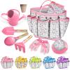 Kids Gardening Tool Set 18PCS Kids Toddler Gardening Set Includes Tote Bag Watering Can Apron Hat Rake Shovel Spoon Gloves Plant Pots and Labels, Outdoor Toys Gift for Boys Girls (Pink) view 1