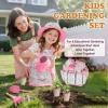 Kids Gardening Tool Set 18PCS Kids Toddler Gardening Set Includes Tote Bag Watering Can Apron Hat Rake Shovel Spoon Gloves Plant Pots and Labels, Outdoor Toys Gift for Boys Girls (Pink) view 2