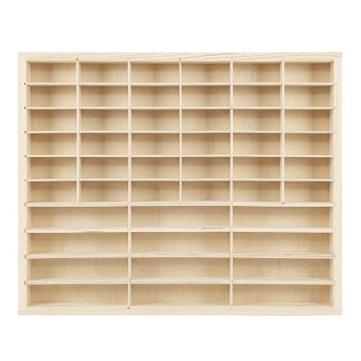 1:64 Scale Toy Car Display Case Organizer Storage, Wooden Wheel Rack Wall Mounted with 48 Compartments, Stylish Diecast Car Display Rack for Toy Car, Collectibles, Figurines (58.5x5x47.5cm)