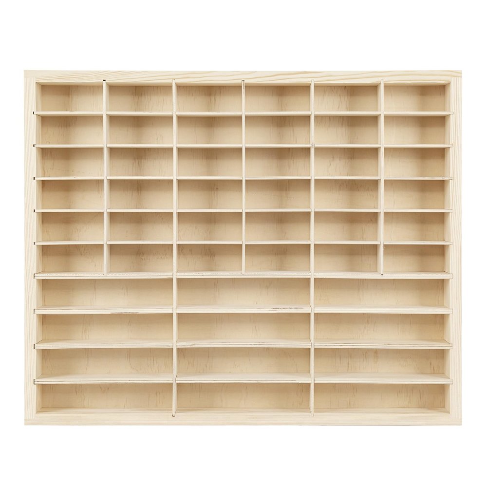 1:64 Scale Toy Car Display Case Organizer Storage, Wooden Wheel Rack Wall Mounted with 48 Compartments, Stylish Diecast Car Display Rack for Toy Car, Collectibles, Figurines (58.5x5x47.5cm)
