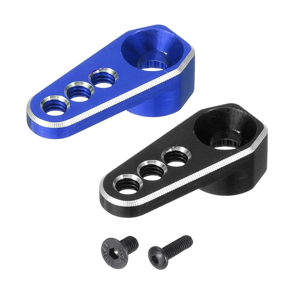 MECCANIXITY 2pcs Aluminum Alloy 1/18 25T Steering Servo Arm Horn Black/Dark Blue for DIY RC Car/Boat/Airplane Boat Accessories