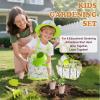 Kids Gardening Tool Set 18PCS Kids Toddler Gardening Set Includes Tote Bag Watering Can Apron Hat Rake Shovel Spoon Gloves Plant Pots and Labels, Outdoor Toys Gift for Boys Girls (Green) view 2