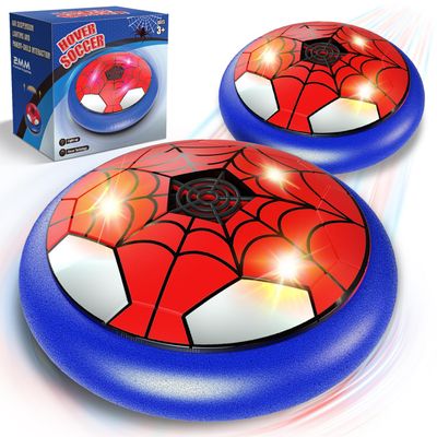 2PCS Soccer Toys for Boys 4-6 Hover Soccer Ball Indoor Gifts for Kids Toys, Birthday for 4 5 6 7 8 9 10 Year, Football Toy Games Gift for Boys Age 6-8, 8-12 with LED Lights Foam Bumper