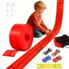 Flexible Race Track Toys for Kids: 20 Ft Flex Race Car Ramp Track with Suction Cups - Rolls Up Portable DIY Racetrack with 4 Racing Cars- Birthday Gifts for Boys Girls Ages 3+ view 1