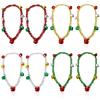Civaner 12 Pcs Christmas Jingle Bells Necklaces Christmas Tinsel Necklaces Accessories Red Green White Yellow Ribbons Ornament Party Accessories Supplies for Adults Xmas Holiday Jewelry Gift view 1