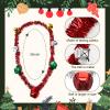 Civaner 12 Pcs Christmas Jingle Bells Necklaces Christmas Tinsel Necklaces Accessories Red Green White Yellow Ribbons Ornament Party Accessories Supplies for Adults Xmas Holiday Jewelry Gift view 2