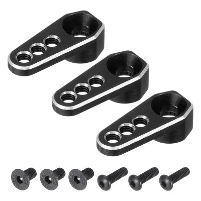 MECCANIXITY 3pcs Aluminum Alloy 1/18 25T Steering Servo Arm Horn Black for DIY RC Car/Boat/Airplane Boat Accessories