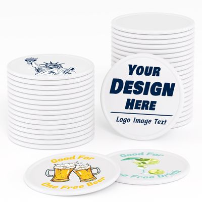 200-1000 Custom Plastic Poker Chips, Drink Token Chips Personalized Double Sided Full Color Printing with Logo Image Text, Custom Tokens for Bar, Party, Business Cards and Promotions (White)