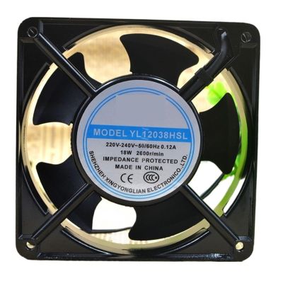 for YL12038HSL AC 220V 240V 50/60Hz 0.12A 18W 2600RPM 12cm 12038 120x120x38mm Oil Bearing Cooling Fan