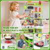 DRAMATION Kids Kitchen Playset, 36.22'' Play Kitchen for Toddlers 1-3 with Steam, Sound & Light, Cooking Stove, Play Sink, Oven and Toy Kitchen Accessories, Kitchen Set for Boys Girls 3 4 5 (Green) view 4