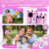 Kids Phone for Girl Toys, Christmas Birthday Gift for Girls Age 3-10, Toddler Learning Toys Phones, 2.8" Touchscreen Kids Smart Phone with Dual Camera, Game, MP3 Player, 32GB Card & Unicorn Bag Pink view 4