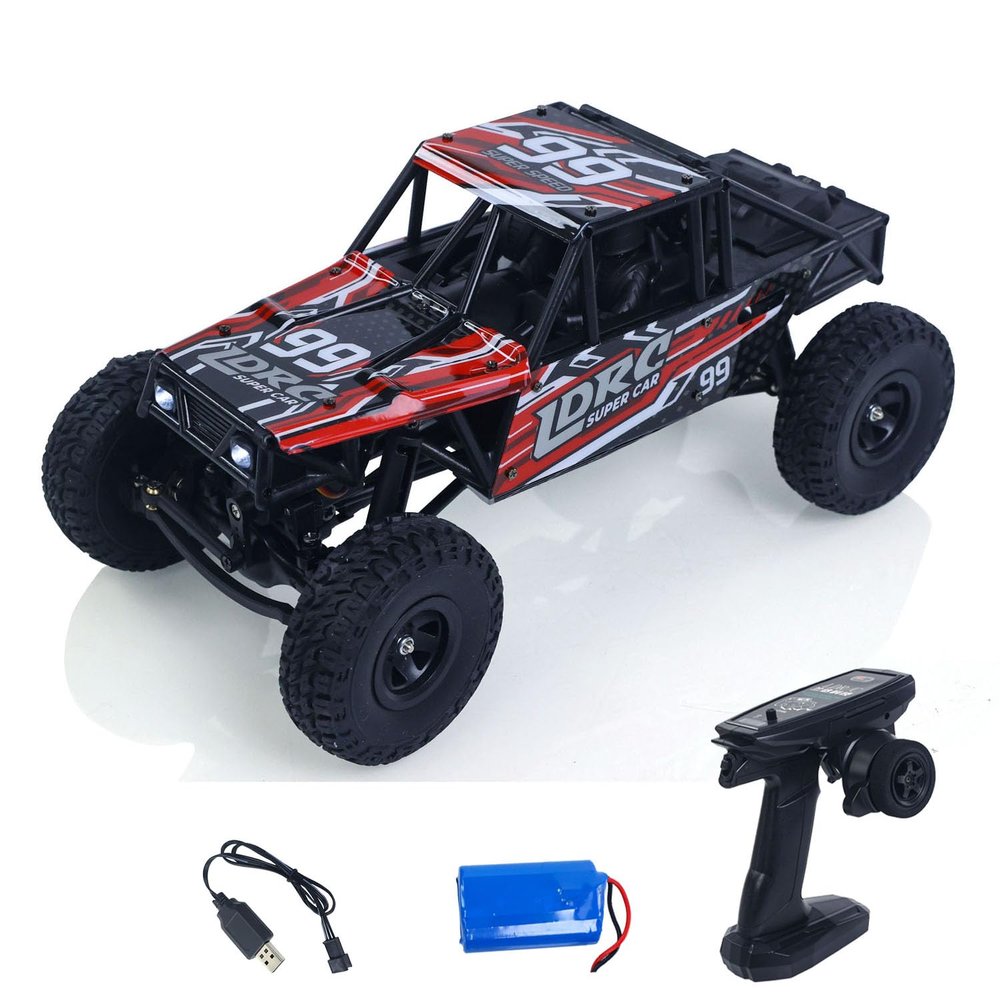 TOUCAN RC HOBBY LDRC LD18499 1/18 2.4G RC Climbing Car 4 * 4 Remote Control Vehicle 280 Brushed Motor ESC Ready to GoServo USB Charge for Adult