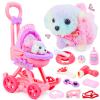 Learn2M 13Pcs Dog Toys for Kids Girls, Pretend Puppy Stroller Playset for Toddler, Electronic Interactive Walking Barking Dog Toy, Pet Care & Feeding Accessories Birthday Gifts for Little Girl 3 4 5 6 view 1