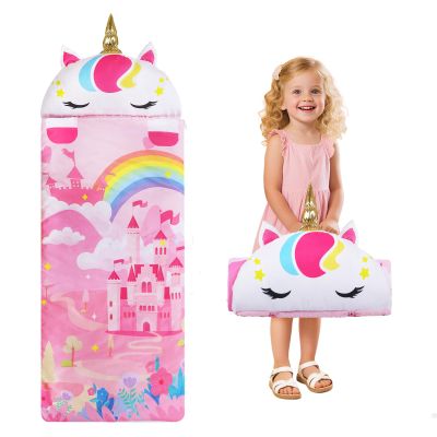 Kids Sleeping Bag Thick Cute Slumber Bag for Kids 2 in 1 Animal Toddler Nap Mat for Boys and Girls Portable Soft Cozy School Mat for Daycare Preschool Kindergarten