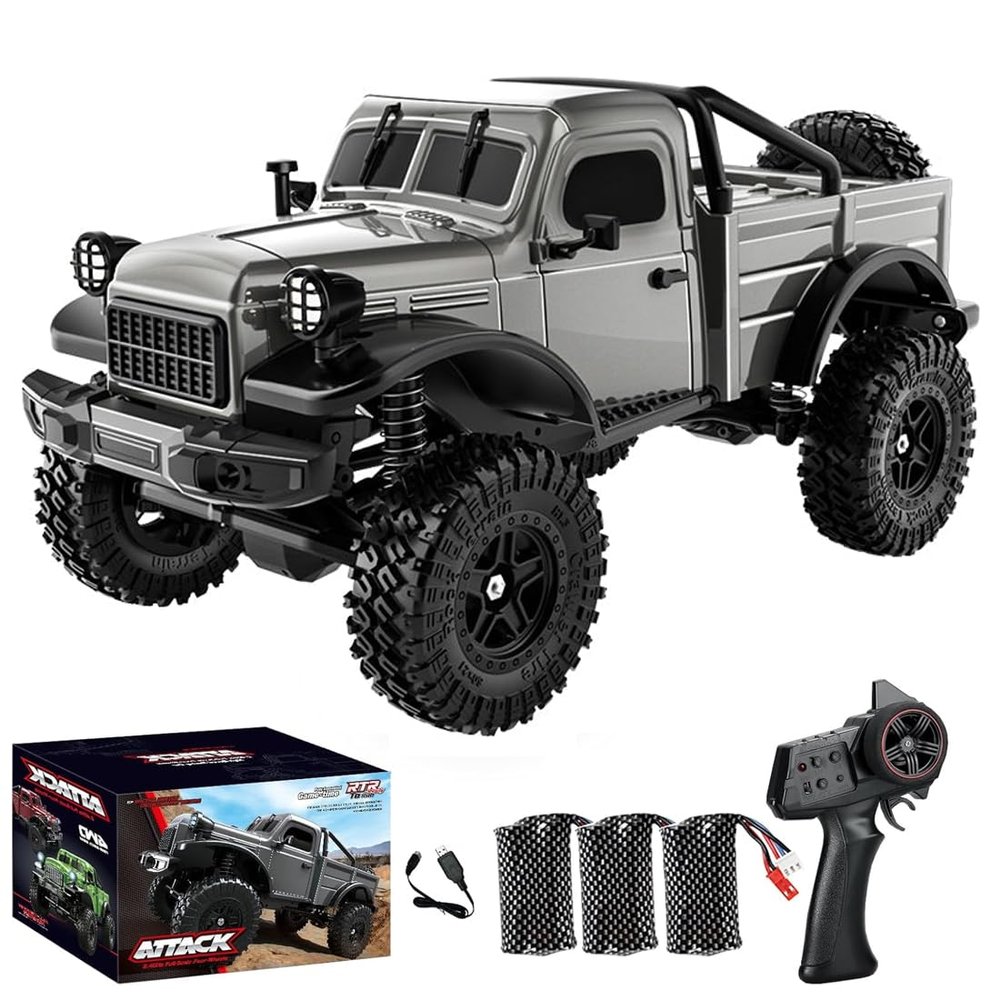 Hanll 1/18 Scale RC Pickup Truck with Realistic Body Design, LED Headlights, Powerful 4WD Off-Road Crawler with 370 Brushed Motor, Great Choice for RC Enthusiasts and GiftingGrey