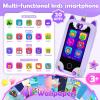 Jusvenmt Kids Smart Phone for Girls, Kids Camera Toy Phone for Ages 3 4 5 6 8 Year Old, Christmas Birthday Gifts Toddler Cell Phone with Touchscreen, 44 Games, Music Player, 32GB Card & Bag Purple view 2