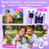 Jusvenmt Kids Smart Phone for Girls, Kids Camera Toy Phone for Ages 3 4 5 6 8 Year Old, Christmas Birthday Gifts Toddler Cell Phone with Touchscreen, 44 Games, Music Player, 32GB Card & Bag Purple view 3
