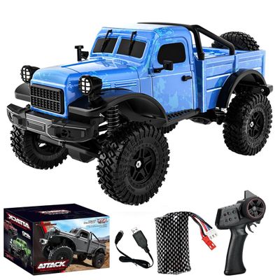 Hanll 1/18 Scale RC Pickup Truck with Realistic Body Design, LED Headlights, Powerful 4WD Off-Road Crawler with 370 Brushed Motor, Great Choice for RC Enthusiasts and GiftingBlue