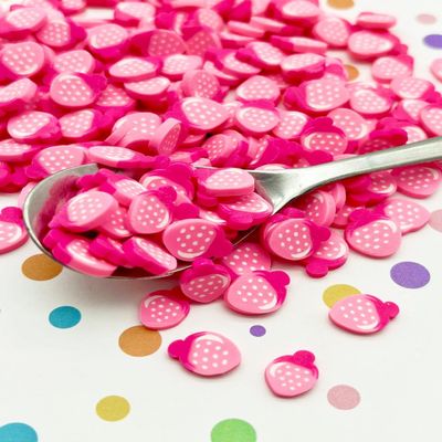 Large Pink Strawberry Polymer Clay Sprinkles, Inedible Fruit Slice for Nail Art, Faux Miniature Fruit for Crafts (15 gram Bag)