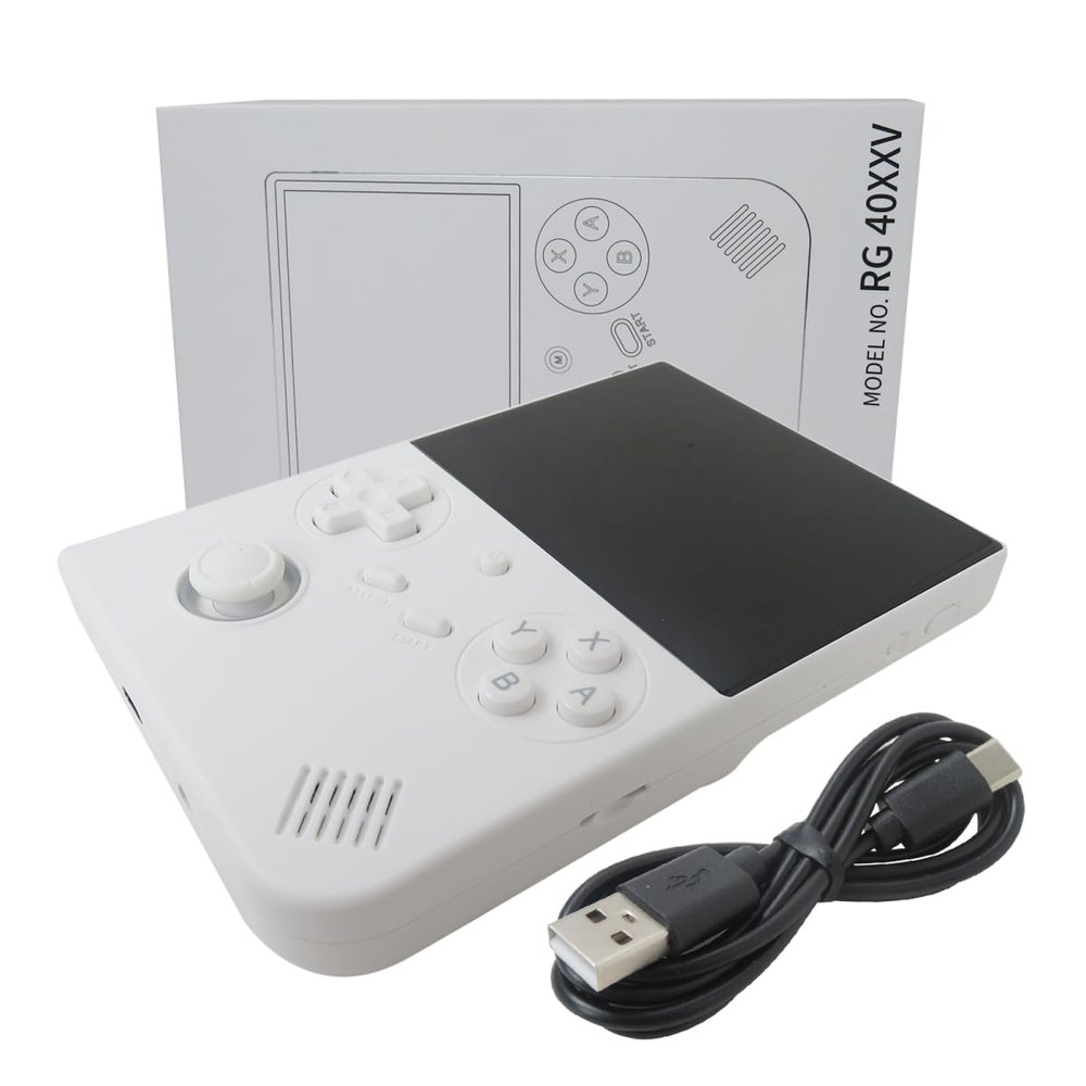 Bryzantine New RG40XX V 4.0 inch Handheld Game Console with 64G TF Card, 5000+ Games with 16 Million Color RGB Joystick Lighting Support Constant Light- White
