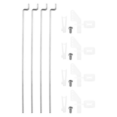 MECCANIXITY 4pcs 304 Stainless Steel 1x60mm Z Push Rods Parts, 4pcs Nylon Control Horns for DIY RC Car Boat Airplane Helicopter Model Replacement, Silver