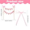 11 Pcs Bow Ribbon Cake Topper Happy Birthday Cake Topper Banner Happy Birthday Cakes Bunting Toppers with Wood Pole Handmade Pennant Flags with Bow Ribbon for Donut Cakes Cupcakes (Pink) view 4