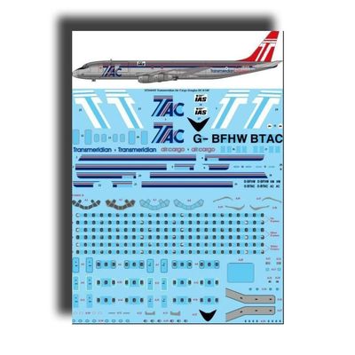 26Decals STS44415 1/144 Transmeridian Air Cargo Douglas DC-8-54F Screen Decal for Plastic Model kit