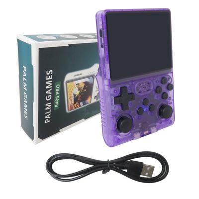 Bryzantine New R40S PRO Handheld Game Console 3.5 inch IPS Screen Mini Retro Console Portable Pocket Arcade 45 Simulators 256G TF Card, Pre-Installed with 30000 Games- Purple