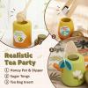 Wooden Tea Party Set for Toddlers 3-5, Pretend Play Tea Set with Simulation Snacks and Honey Dipper, for Girls Boys view 3