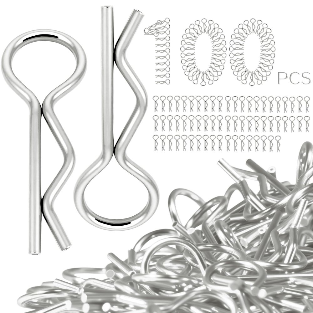 100pcs Universal RC Body Clips Pins - Compatible with Traxxas, Arrma, Redcat, Axial, HPI, HSP, Exceed, Himoto, Losi, RC4WD, Tamiya, Fits 1/8, 1/10, 1/12 Scale RC Cars, Trucks, Crawlers, Buggies