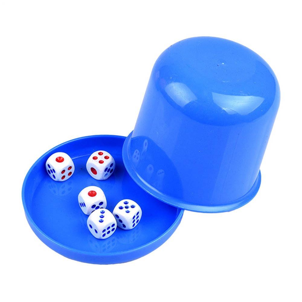 Bar & Family Dice Cup Leather Dice Shaker, Classic Dice Roller Cup | Portable Dice Game Kit with 5 Dice, Multifunctional Comppact Travel Pack for Parties & Game Nights, Backgammon & Liars Dice