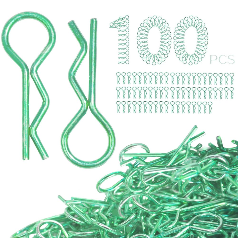 100pcs Universal RC Body Clips Pins - Compatible with Traxxas, Arrma, Redcat, Axial, HPI, HSP, Exceed, Himoto, Losi, RC4WD, Tamiya, Fits 1/8, 1/10, 1/12 Scale RC Cars, Trucks, Crawlers, Buggies